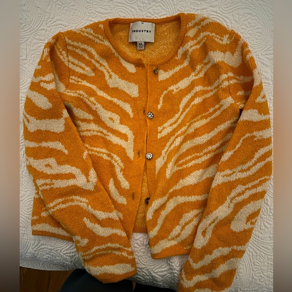 Orange industry button up sweater/cardigan